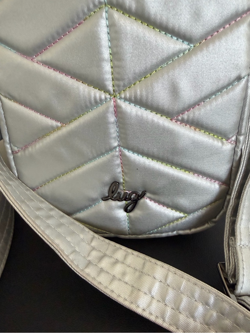 Lug Skeeter Silver Quilted Crossbody Phone Bag Belt Bag - Picture 2 of 10
